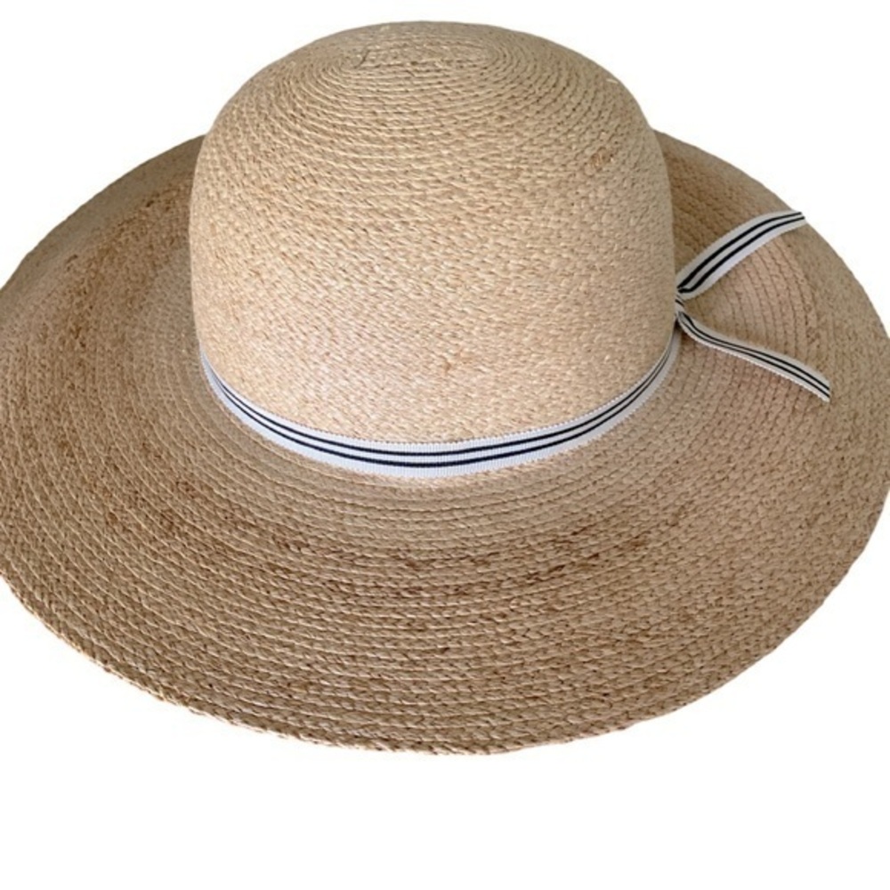 Tillys Raffia  Palm UPF50 Hat - M  tan raffia palm , NWOT , secret pocket ,